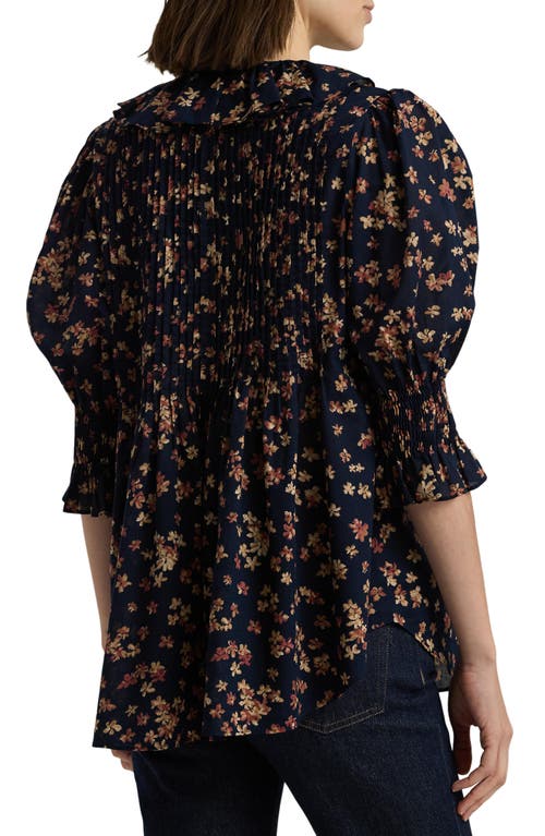 LAUREN RALPH LAUREN LAUREN RALPH LAUREN FLORAL COTTON VOILE PUFF SLEEVE BLOUSE 