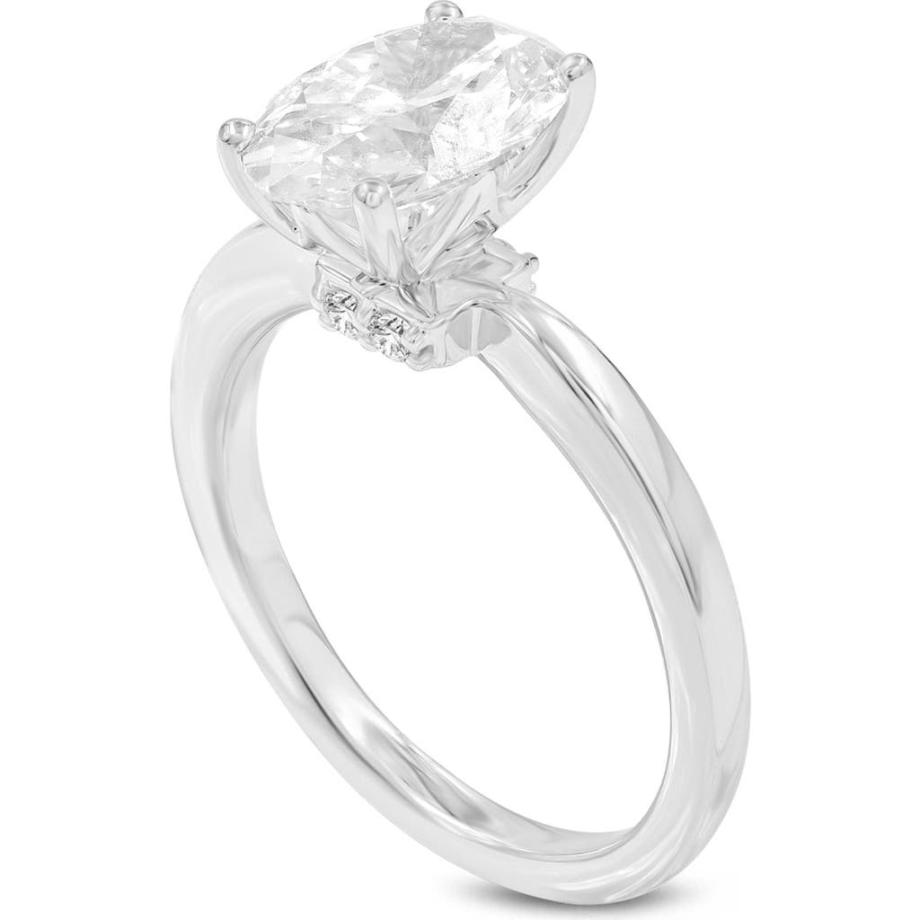 Luvmyjewelry Livia 14k White Gold Oval Lab Grown Diamond Hidden Halo Engagement Ring In 14k White Gold
