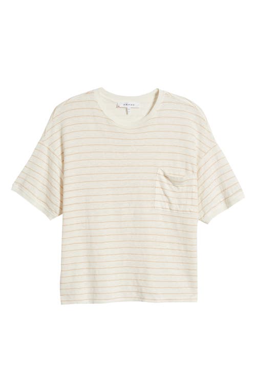 Frame Stripe Organic Linen Pocket T-shirt In Blush Multi