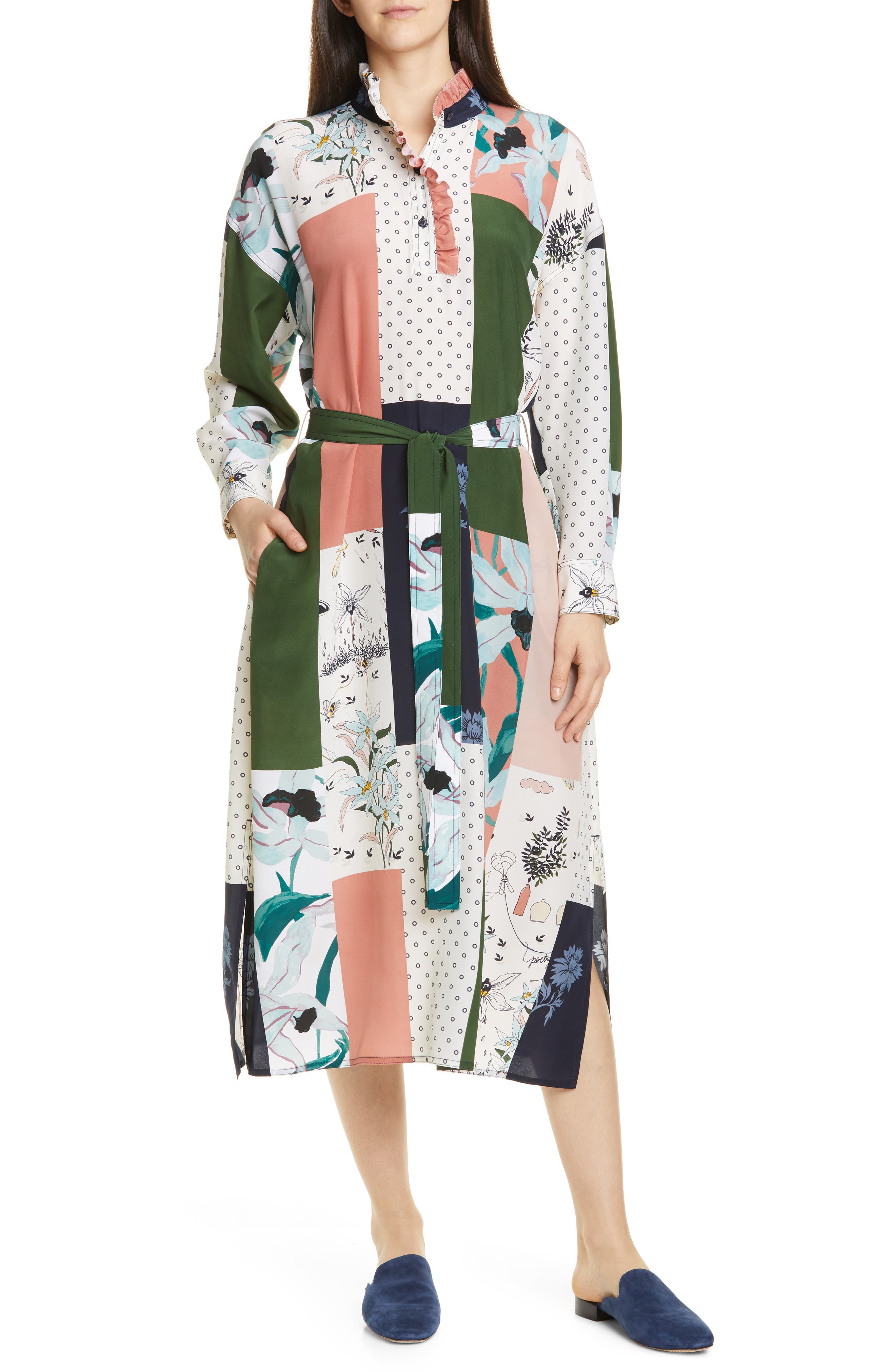long sleeve patchwork dress