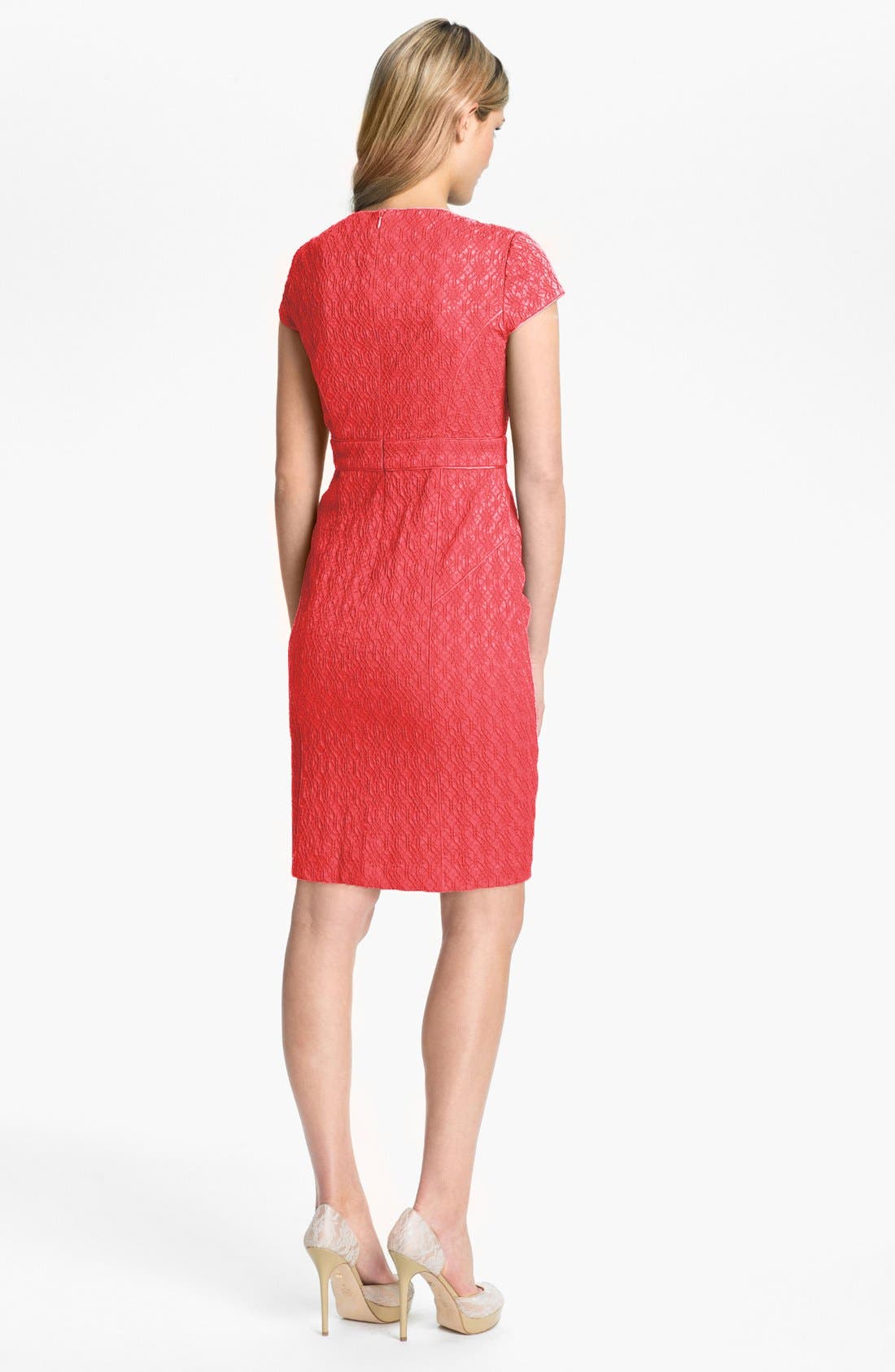 Adrianna Papell Jacquard Sheath Dress in Coral Smart Closet