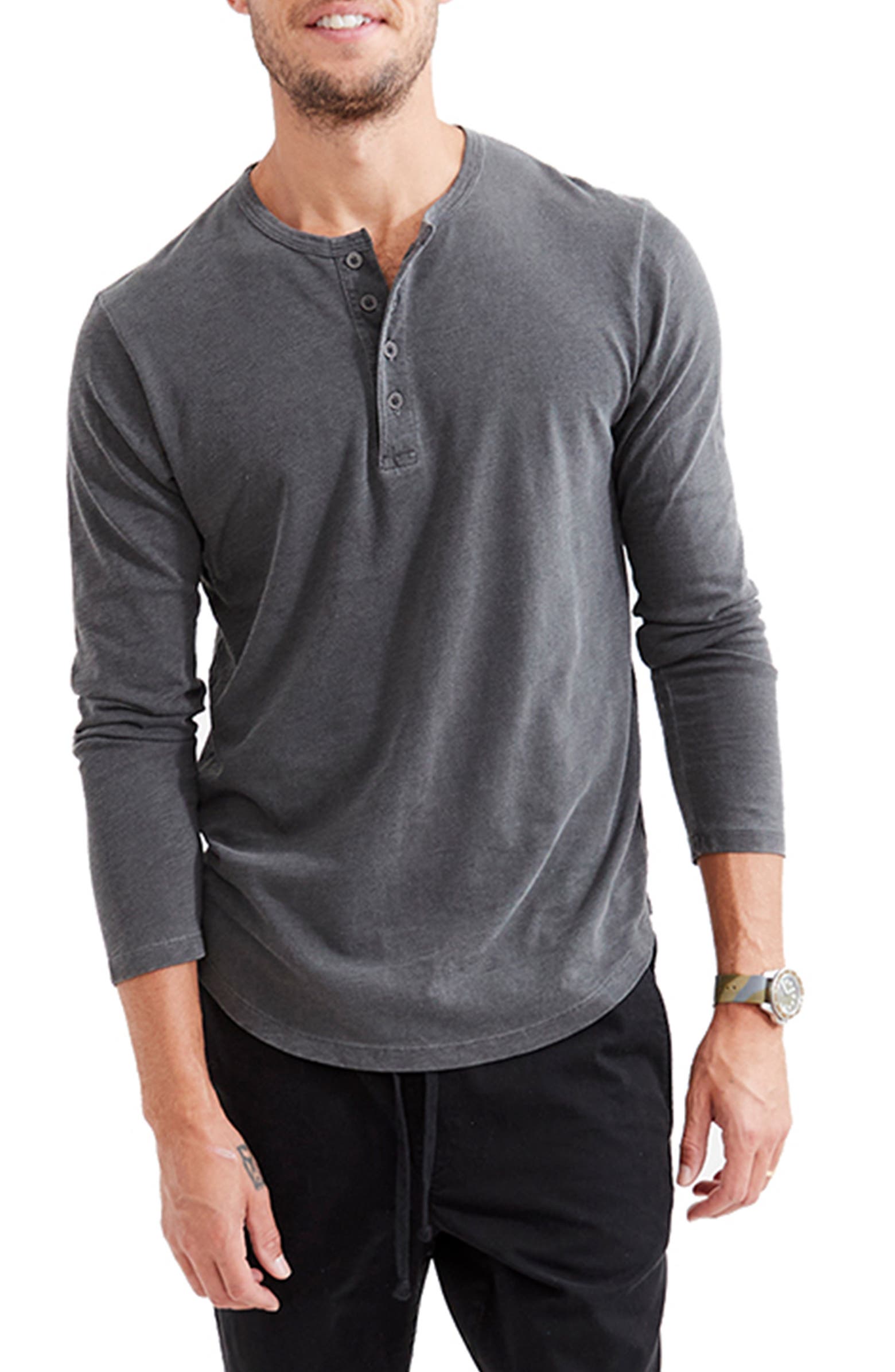 Goodlife Sun-Faded Long Sleeve Slub Scallop Henley | Nordstrom