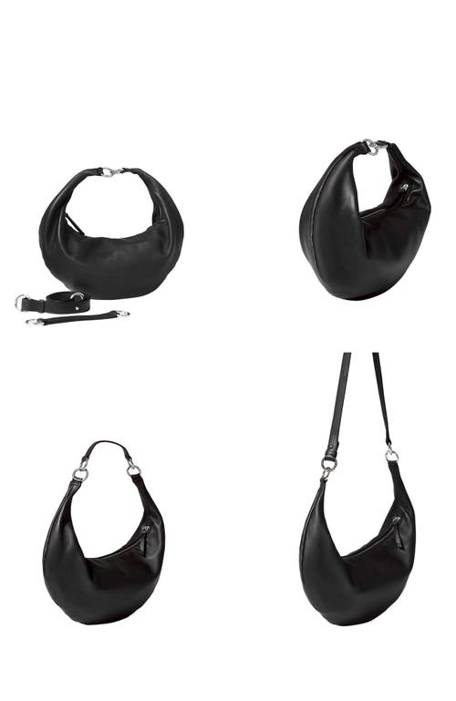 Shop Hyer Goods Leather Convertible Hobo Ring Bag In Black Silver