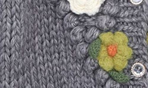 Saachi Flower Pompom Cardigan In Grey