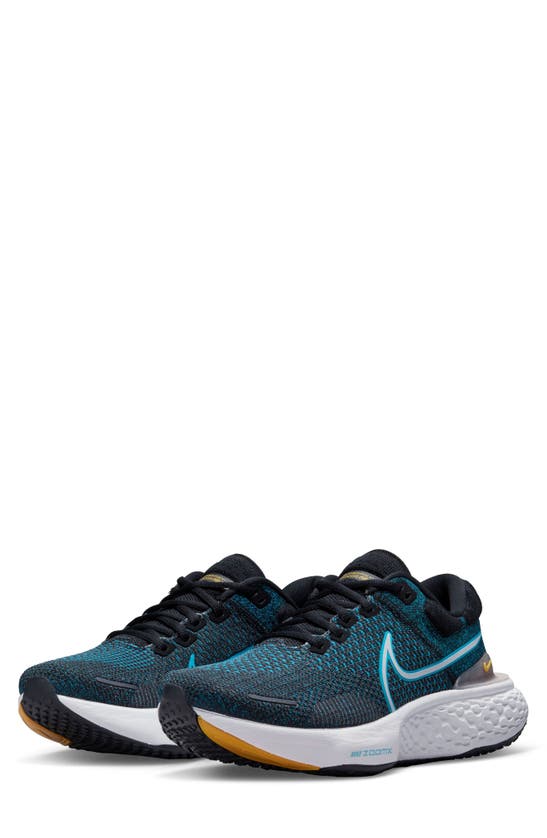 Nike React Phantom Run Flyknit 2 Running Shoe In Black/ White/ Chlorine Blue