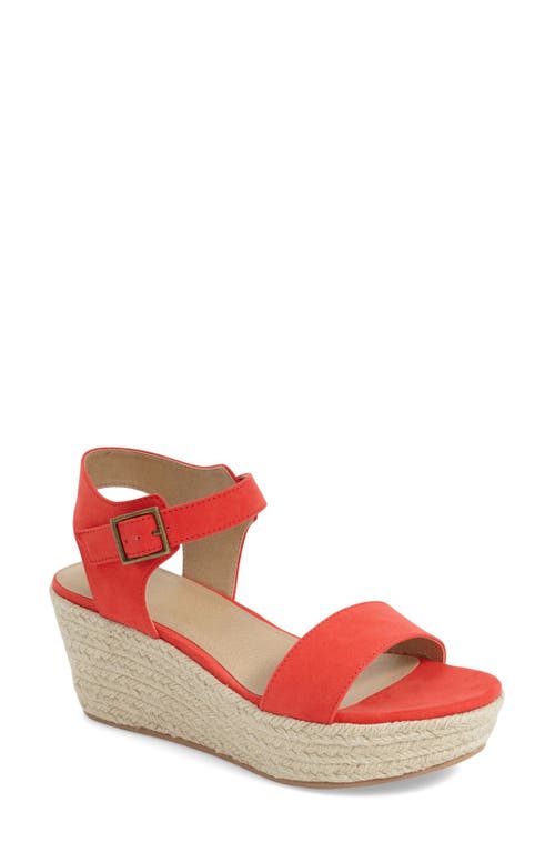 'Maurice' Espadrille Wedge Sandal in Coral Faux Suede