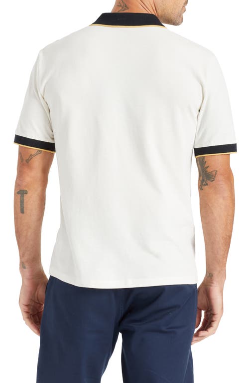 Shop Brixton Pipe Trim Short Sleeve Polo In Off White/black