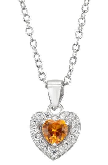 Shop Fzn Semiprecious Stone & Cz Heart Pendant Necklace In Citrine
