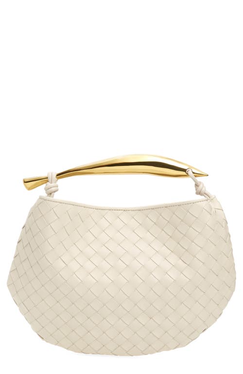 Bottega Veneta Mini Sardine Intrecciato Top-Handle Bag Chalk-M Brass