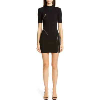 Alexander Wang Travelling Zipper Body-Con Minidress, Black