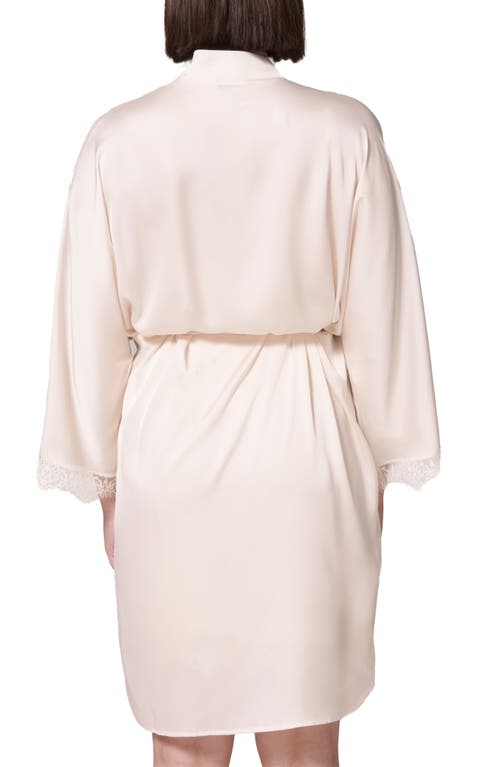 Simone Perele Satin Secrets Kimono Robe In Sakura Pink