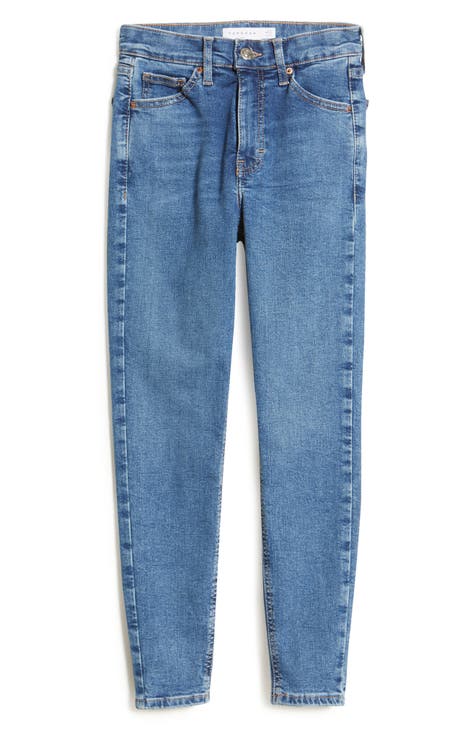Topshop Tall cinch back jeans in dirty bleach