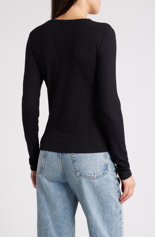 Shop Rag & Bone Luca Rib Long Sleeve Top In Black