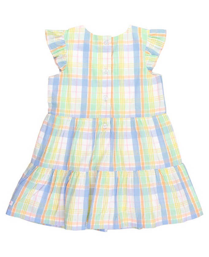 Shop Rufflebutts Toddler Flutter Sleeve Tiered Dress In Clubhouse Rainbow Plaid