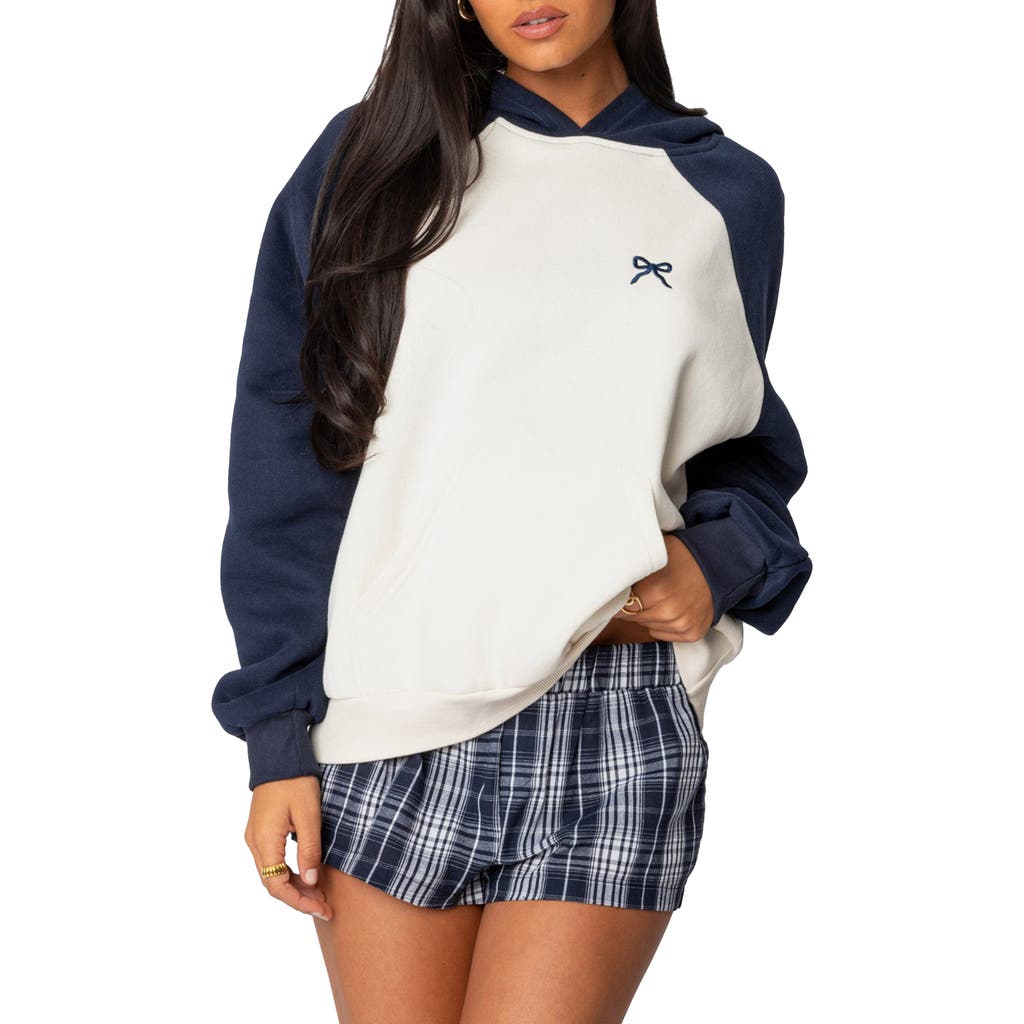 EDIKTED EDIKTED BOW EMBROIDERY OVERSIZE COLORBLOCK HOODIE