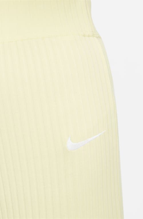 Shop Nike Sportswear Rib Flare Pants In Lemon Chiffon/white