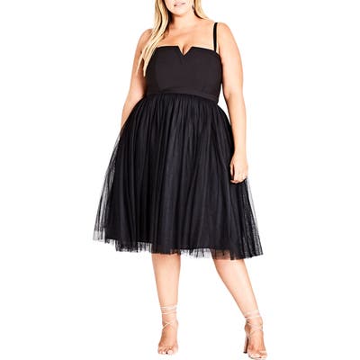 Plus Size City Chic Power Princess Fit & Flare Dress, Black
