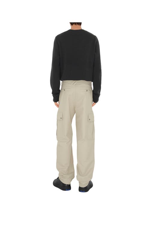 Shop Burberry Cotton Blend Cargo Trousers In Plaster