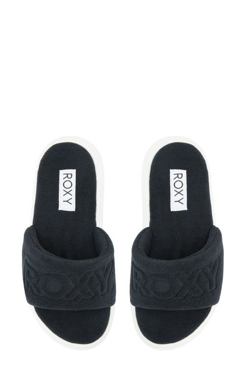 Shop Roxy Gelato French Terry Slide Sandal In Black