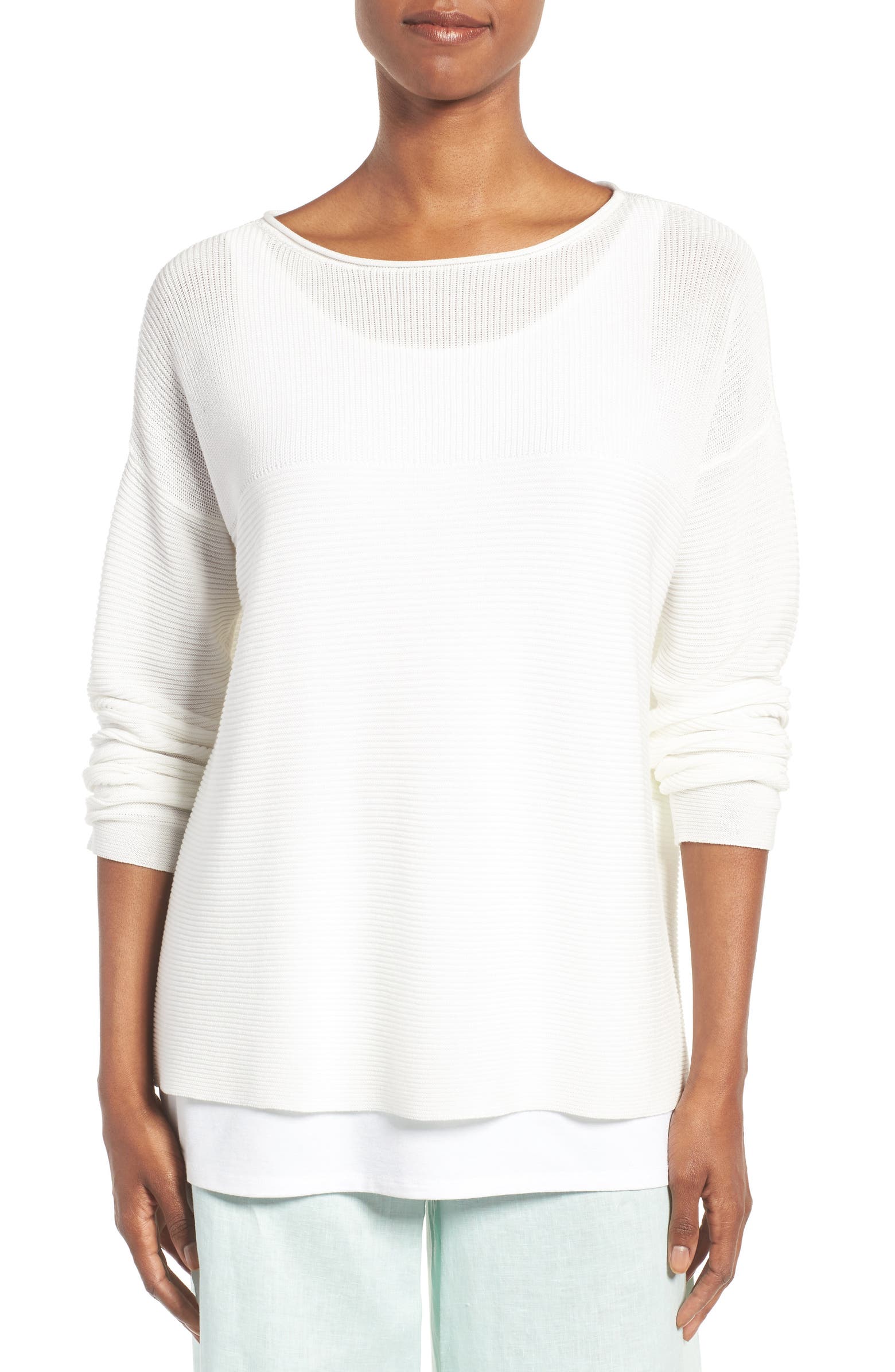 Eileen Fisher Sleek Ribbed Tencel® Sweater (Regular & Petite) | Nordstrom