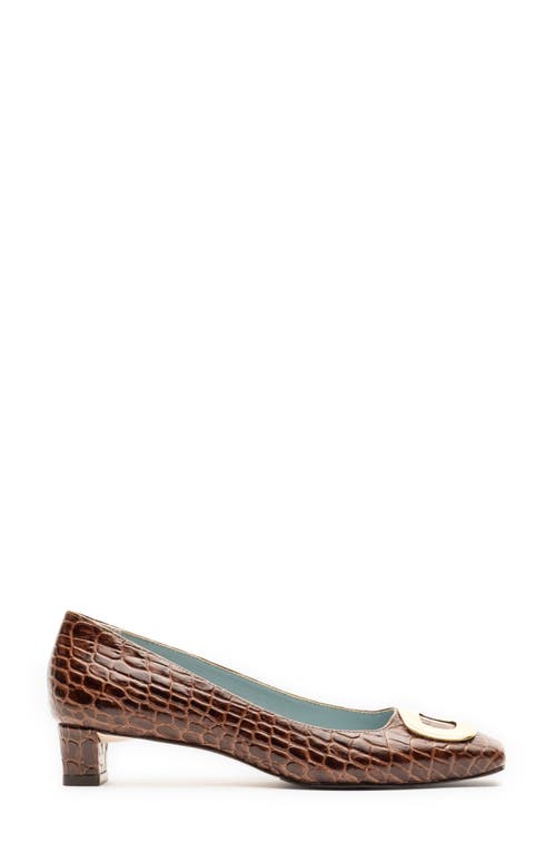 Shop Frances Valentine Mary Pump In Croc Emboss Leather Chocolate