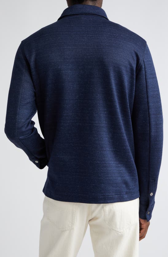 Shop Herno Mélange Knit Shirt Jacket In 9200 Blue Navy