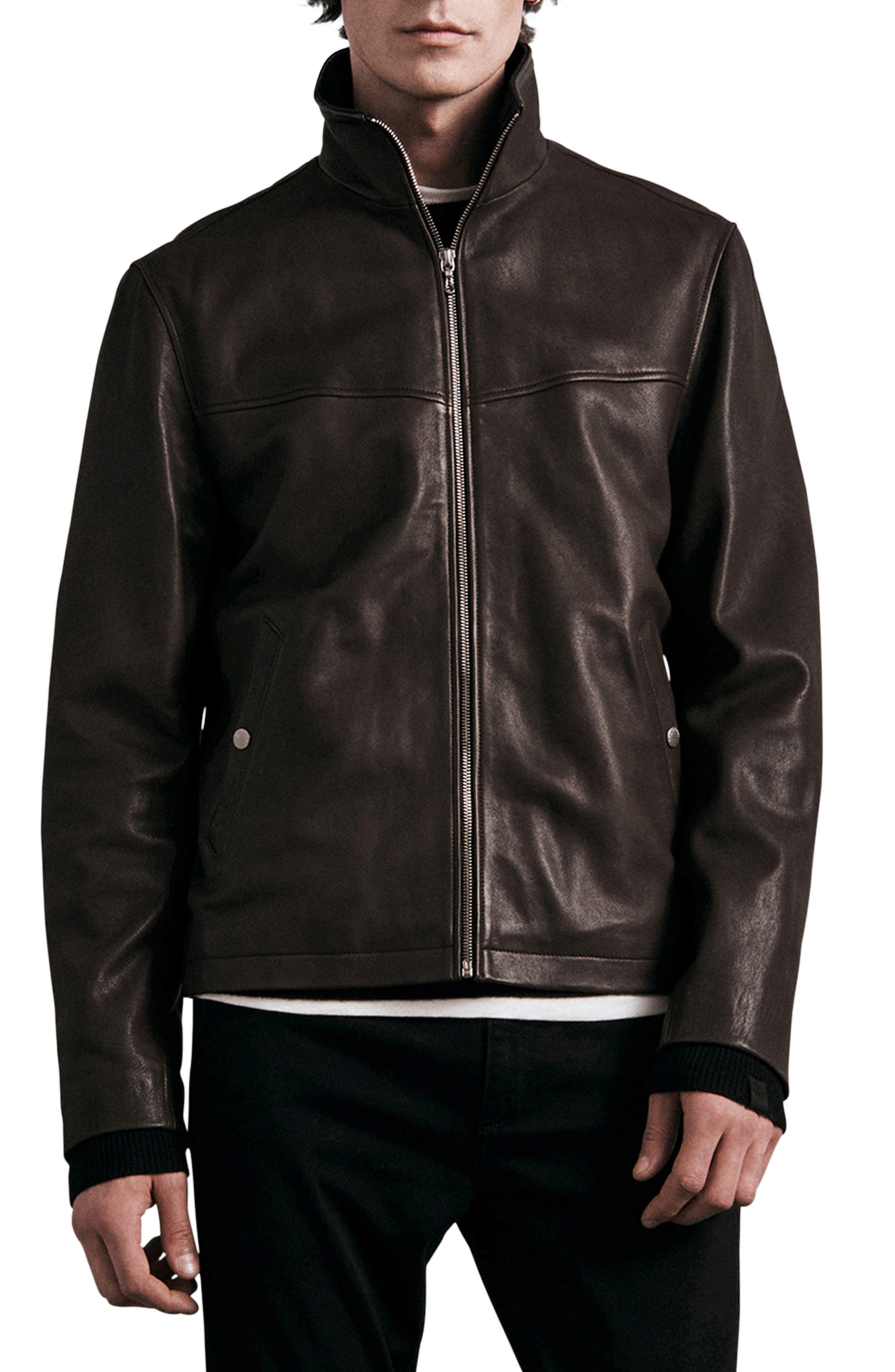 nordstrom men's black leather jacket