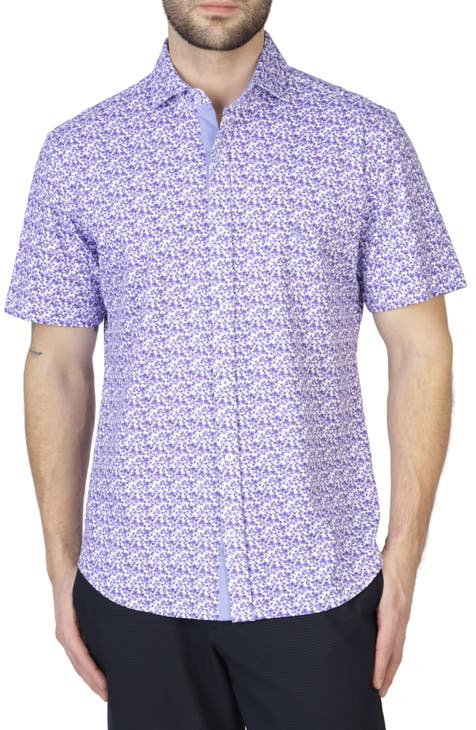 Retro Floral Knit Short Sleeve Shirt