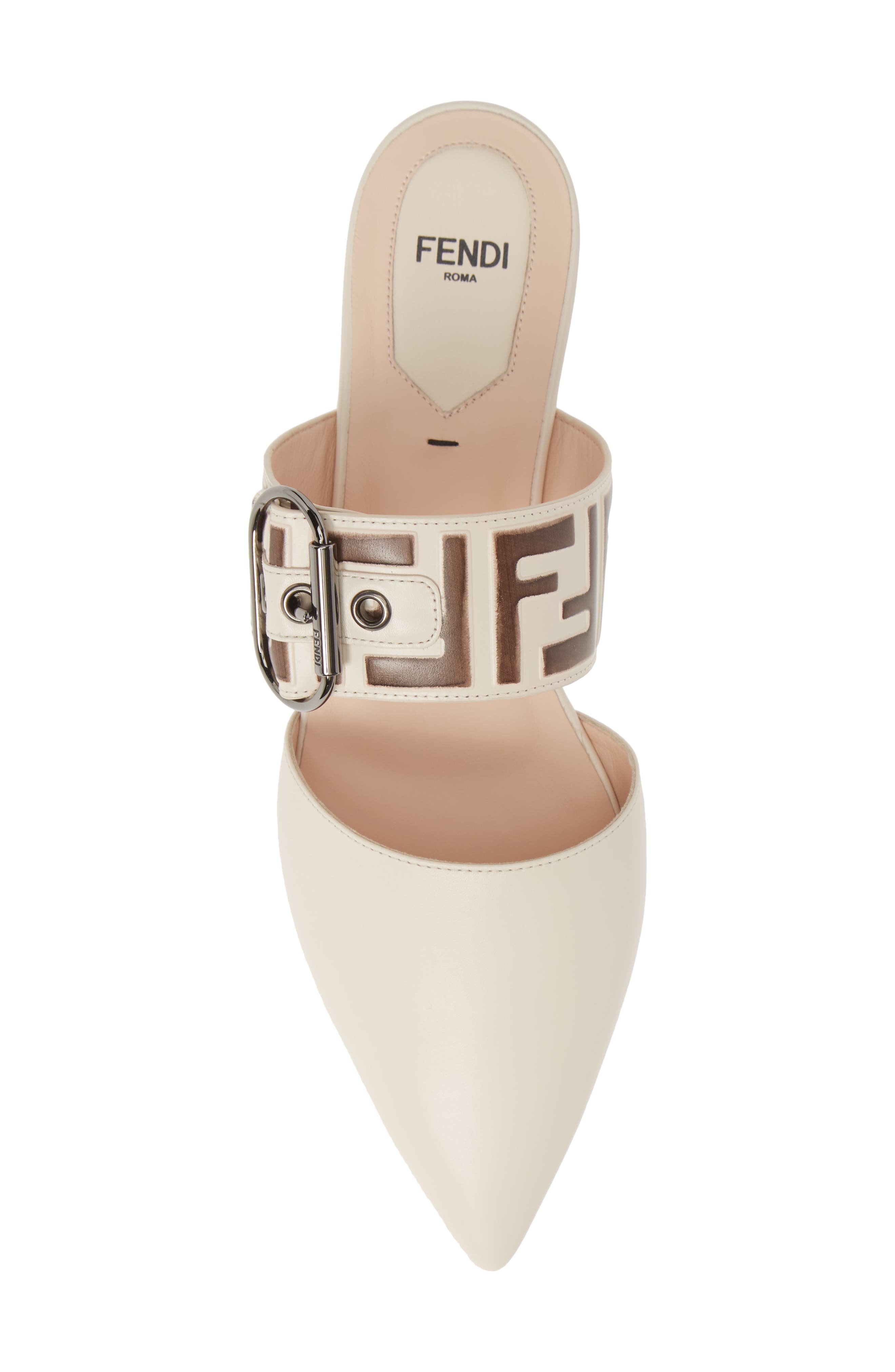 Fendi FF Buckle Mule in Camelia Smart Closet