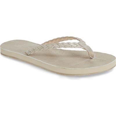 Jslides Nadia Braided Flip Flop, Metallic