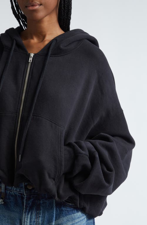 Shop R13 Bubble Hem Cotton Zip Hoodie In Black