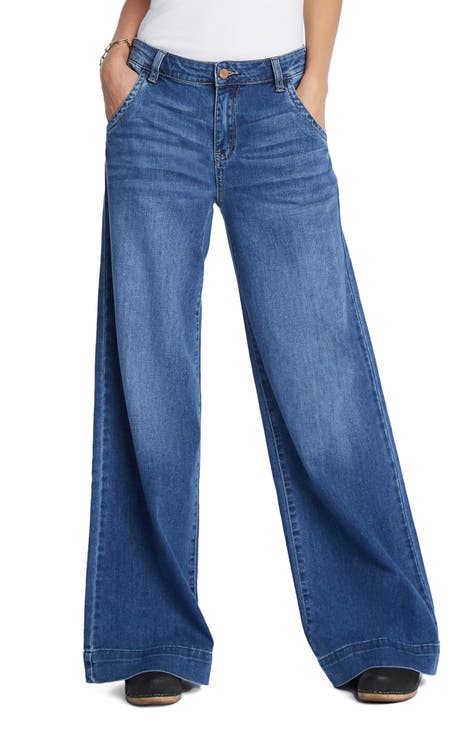 Medium Wash Super Wide Leg Lightweight Denim Pants