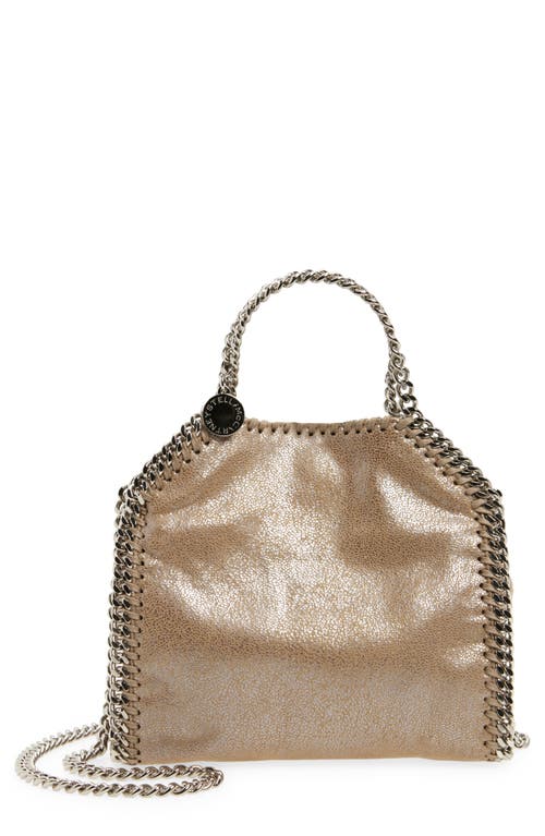 Shop Stella Mccartney Tiny Falabella Shaggy Deer Faux Leather Tote In Gold/gypsy Red