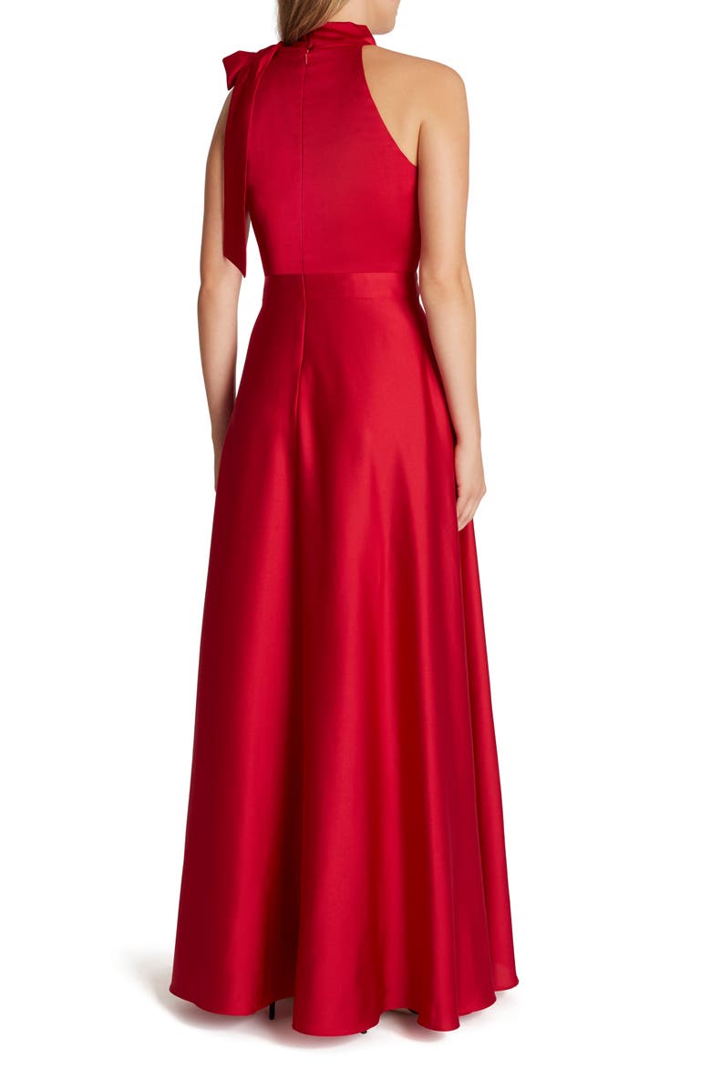 Tahari Hammered Satin A-Line Gown, Alternate, color, 