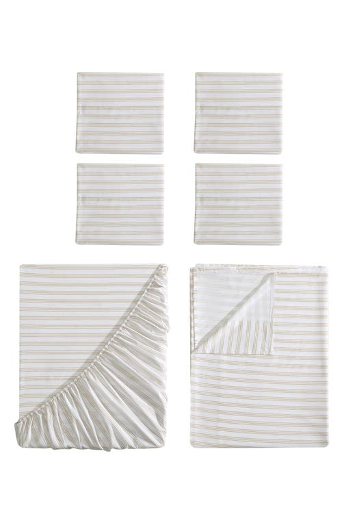 Shop Vcny Home Sydney Ticking Stripe 6-piece Queen Sheet Set In White/taupe