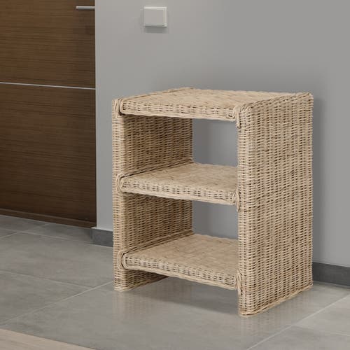 JONATHAN Y JONATHAN Y PRAERIE COASTAL BOHEMIAN RATTAN/WOOD 3 TIER END TABLE 