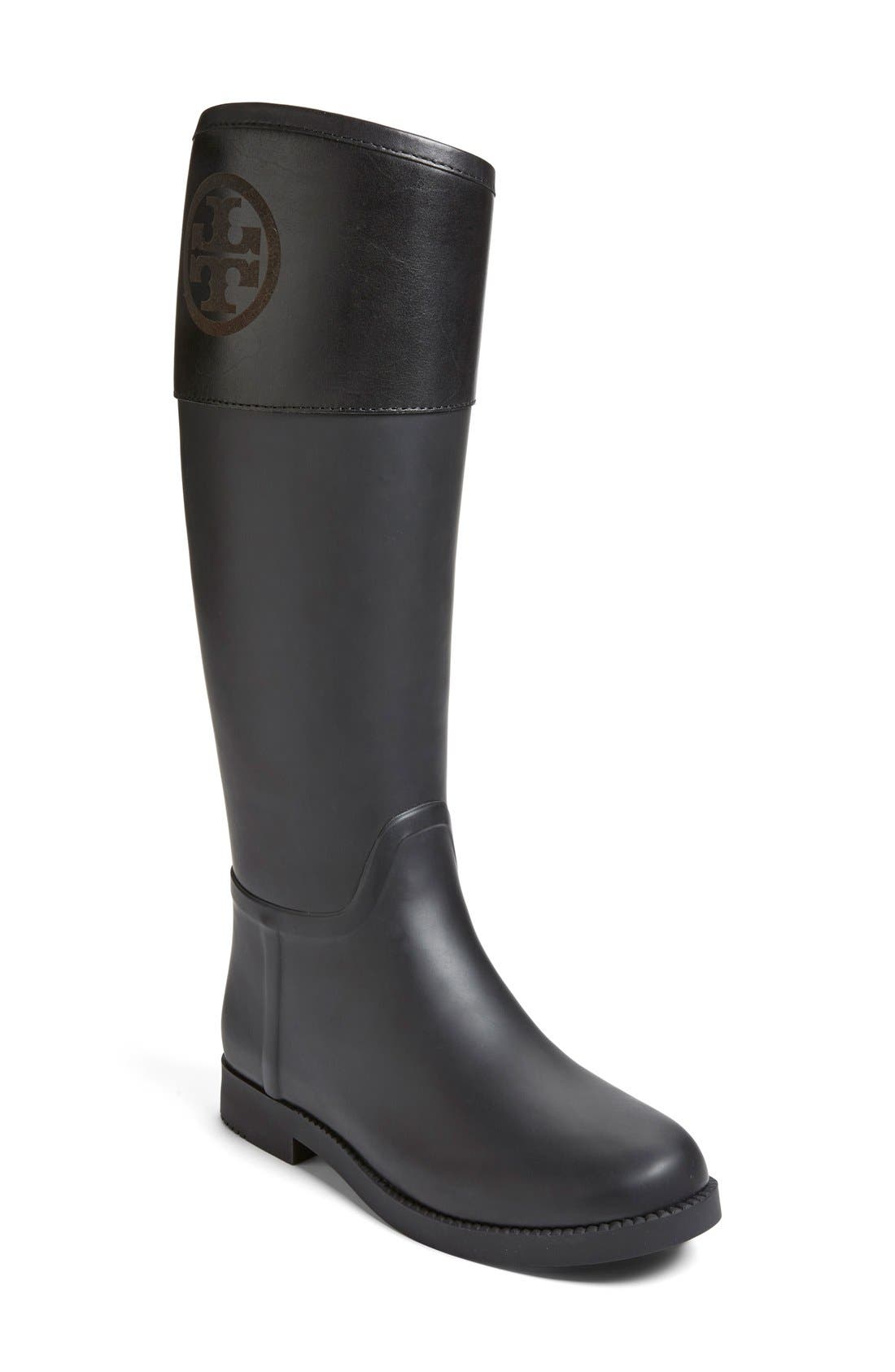 tory burch black rain boots