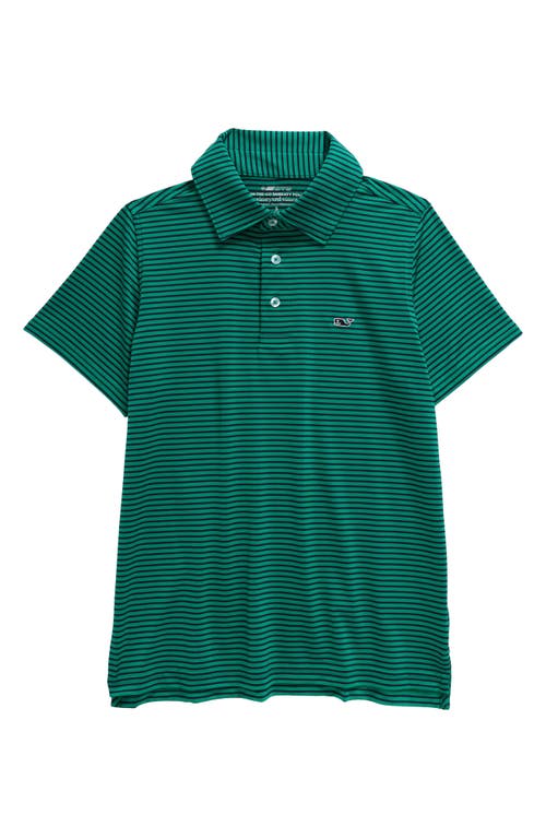 Shop Vineyard Vines Kids' Bradley Stripe Stretch Polo In Seaswell/nautnavy