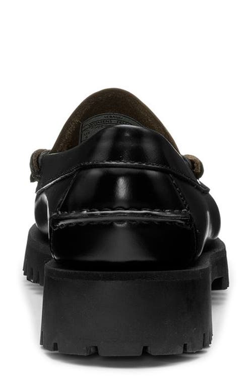 Shop Sebago Dan Lug Waterproof Platform Loafer In Black/white