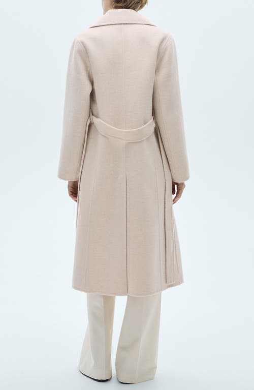 Shop Mango Wool Blend Wrap Coat In Ecru