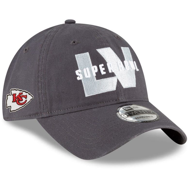 NEW ERA NEW ERA GRAPHITE KANSAS CITY CHIEFS SUPER BOWL LV BOUND 9TWENTY ADJUSTABLE HAT