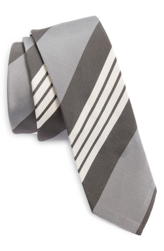 Shop Thom Browne 4-bar Repp Stripe Silk & Cotton Tie In Medium Grey