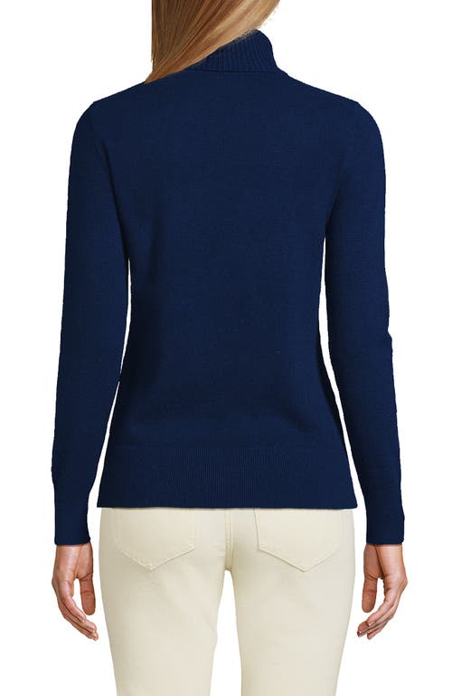 Shop Lands' End Cashmere Turtleneck Sweater In Deep Sea Navy