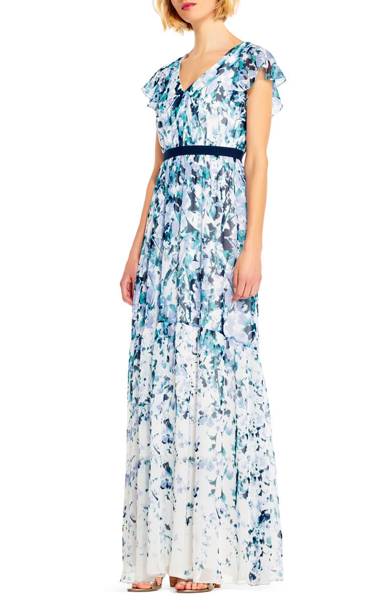 Adrianna Papell Floral Print Chiffon Gown | Nordstrom