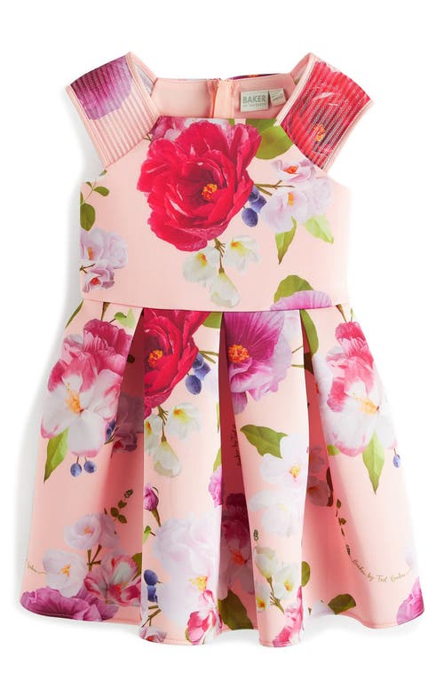 Baker by Ted Kids' Paper Floral Scuba Dress Peach at Nordstrom,
