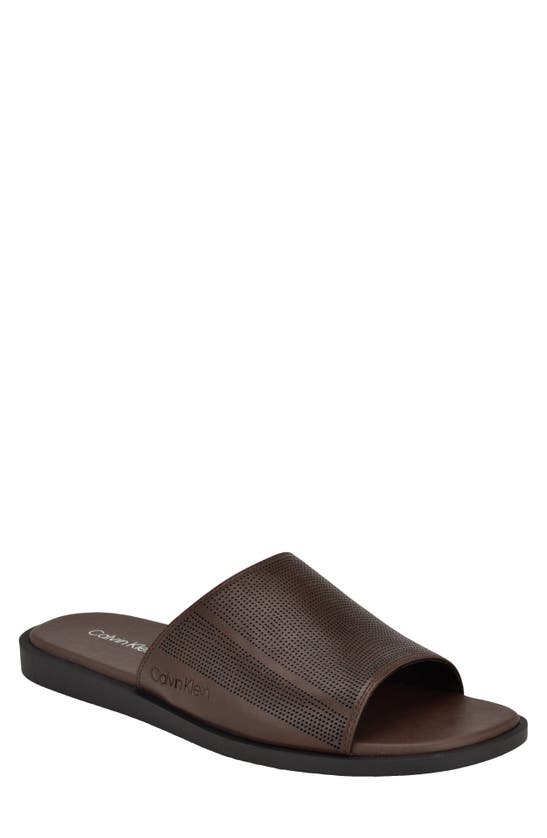 Shop Calvin Klein Espar Slide Sandal In Brown