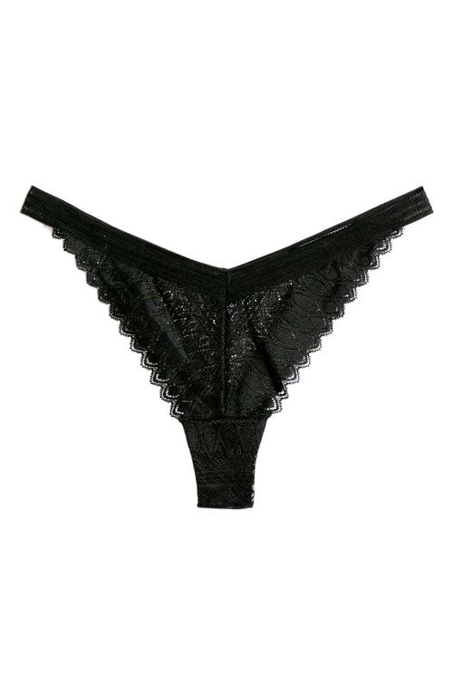 Shop Etam Gravure Lace Tanga In Black