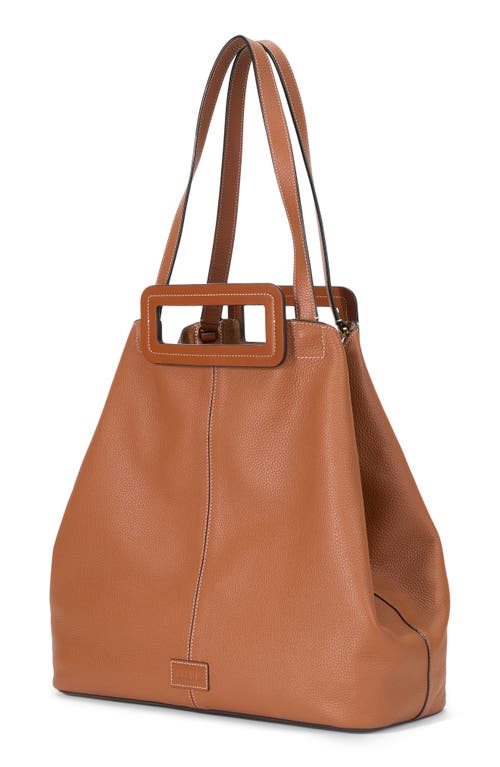 Shop Staud Grande Leather Tote Bag In Tan