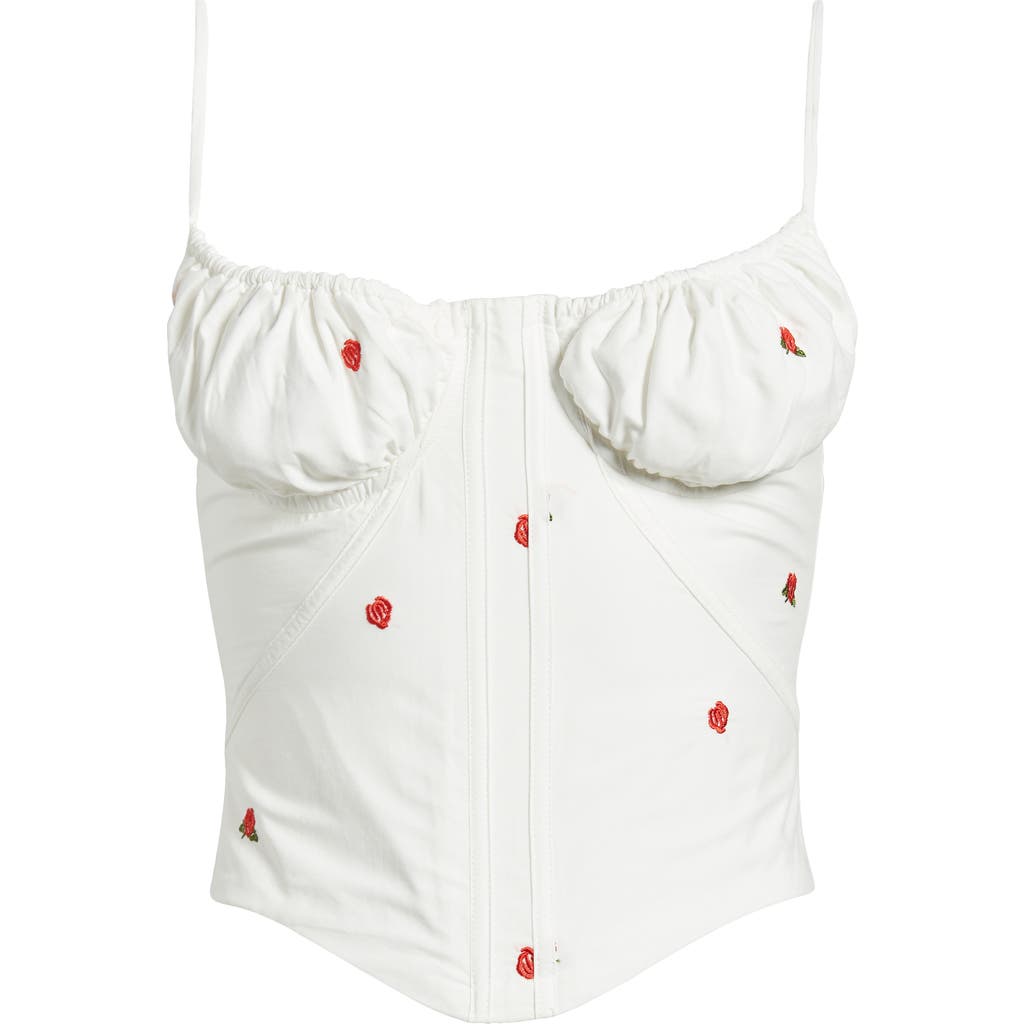 Mistress Rocks Rose Embroidered Corset Camisole In Cloud Rose