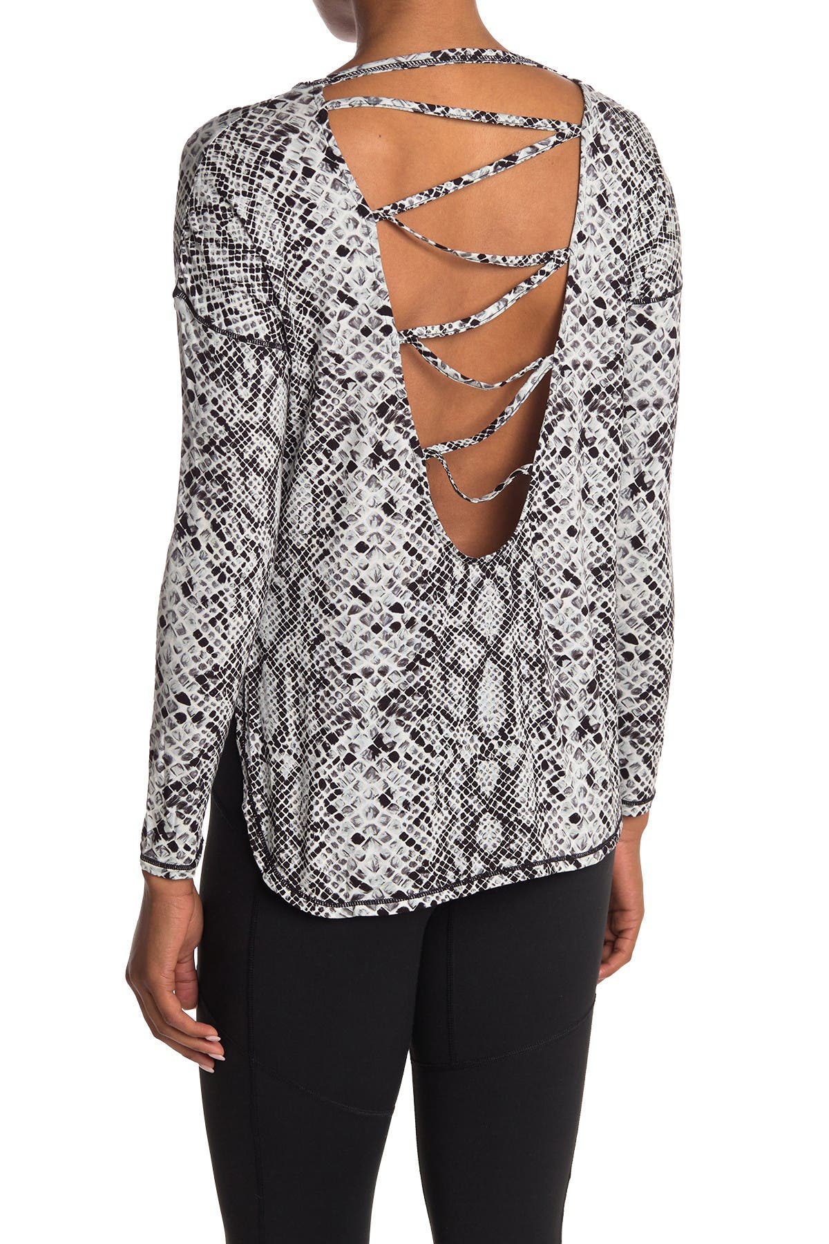 Good American Snake Print Crisscross Back Top In White